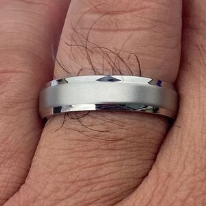 Men's Stainless Steel Ring Matte Stripe Chrome Edge size 10
